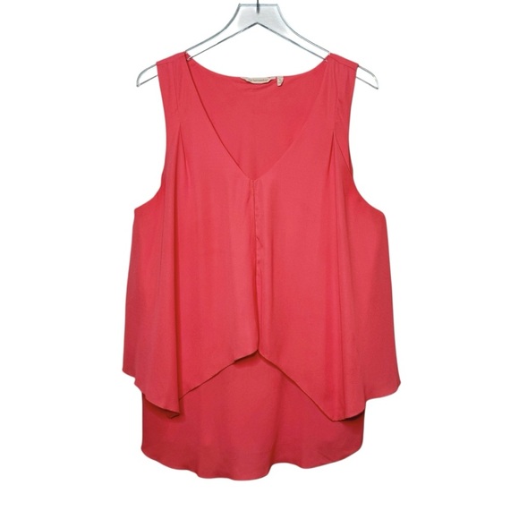 Soft Surroundings Coral Flutter Layered Women’s Shell Sleeveless Blouse Sz XL - Picture 2 of 11